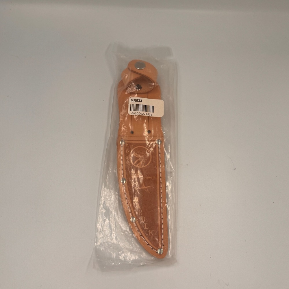 Marbles MR533 Brown Leather Knife Sheath Embossed Moose Ducks Belt Loop NEW